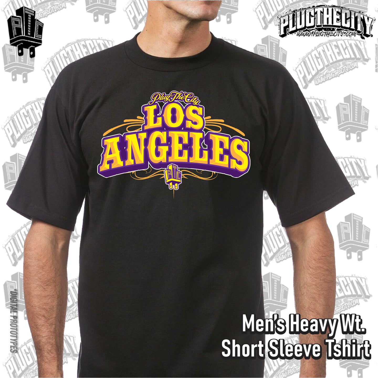Los Angeles 2.0-Men's Short Sleeve-black (Purple&Gold)