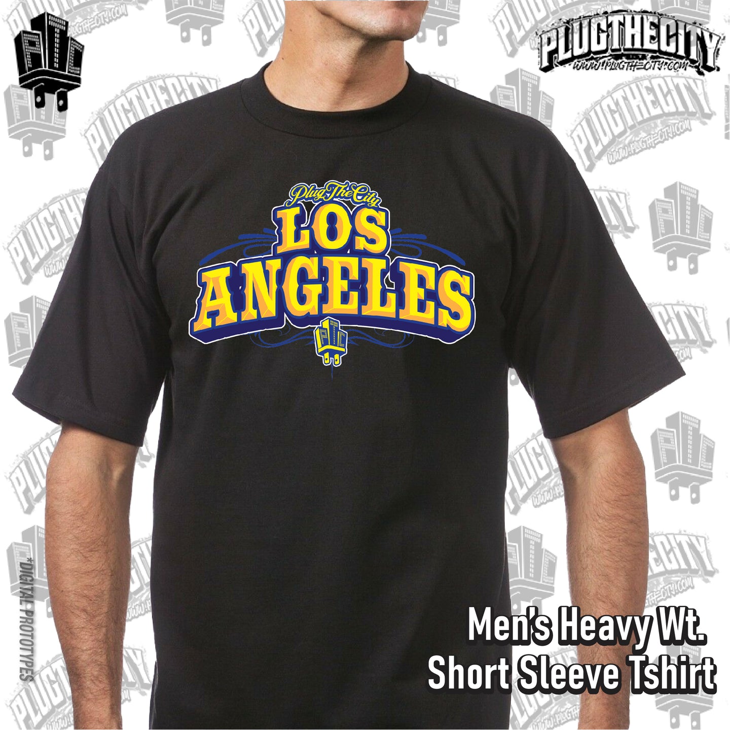 Los Angeles 2.0-Men's Short Sleeve-black (Blue and Gold)