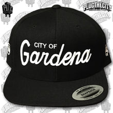 Load image into Gallery viewer, City of Gardena-91West &amp; PTC logos on the side of snapback baseball hat-Color:Black
