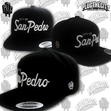Load image into Gallery viewer, City of San Pedro-110 &amp; PTC on the side of snapback baseball hat-Color:Black
