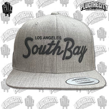 Load image into Gallery viewer, South Bay-Los Angeles-405 &amp; PTC logos on the sides-snapback baseball hat-heather gray
