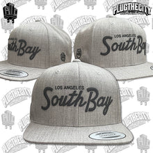 Load image into Gallery viewer, South Bay-Los Angeles-405 &amp; PTC logos on the sides-snapback baseball hat-heather gray
