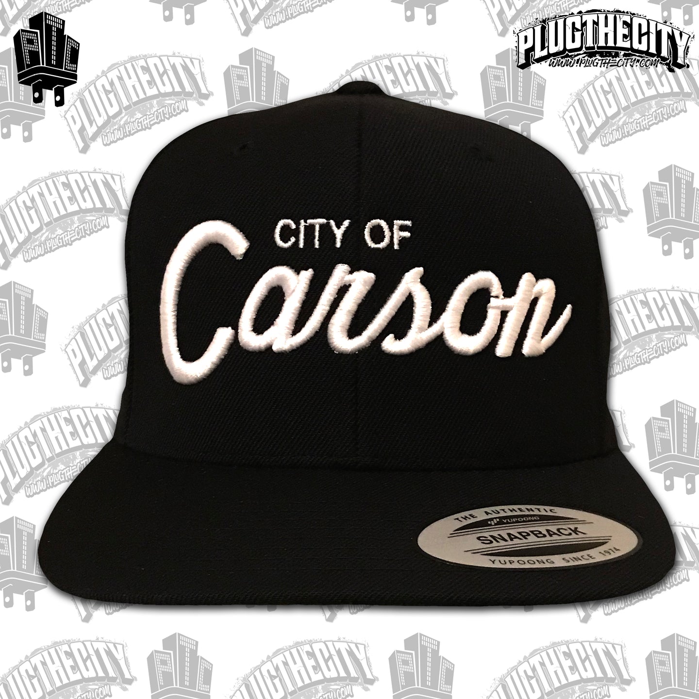 City of  Carson-110 & PTC logos on the side of snapback baseball hat-Color:Black