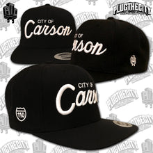 Load image into Gallery viewer, City of  Carson-110 &amp; PTC logos on the side of snapback baseball hat-Color:Black
